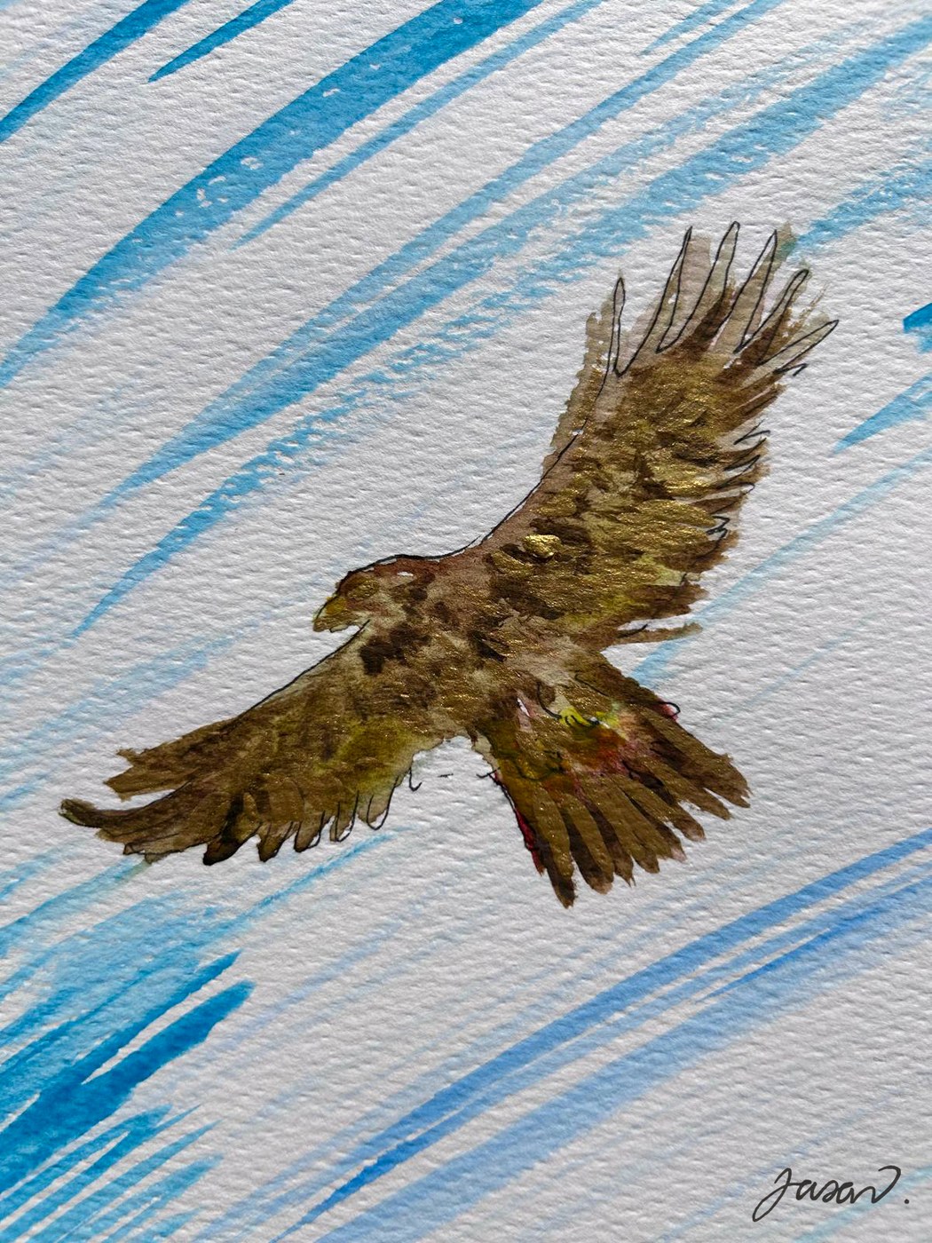 Personal prophetic drawing in ink and watercolour